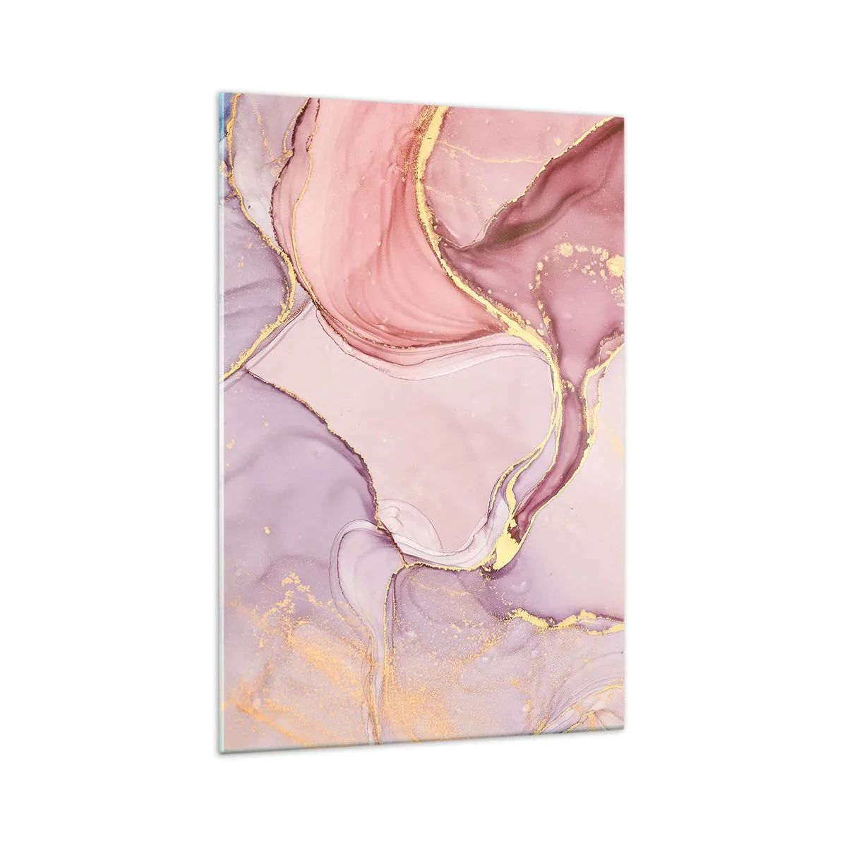 Impression sur verre - Image sur verre - Motifs abstraits délicats dans des tons de rose et d'or - 70x100cm - Caresse de couleurs - Décoration murale moderne pour le salon et la chambre ARTTOR
