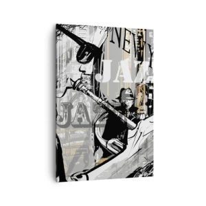 Impression sur toile - Image sur toile - Scène jazz new-yorkaise - 70x100cm - Au rythme de New York - Décoration murale moderne pour le salon et la chambre ARTTOR