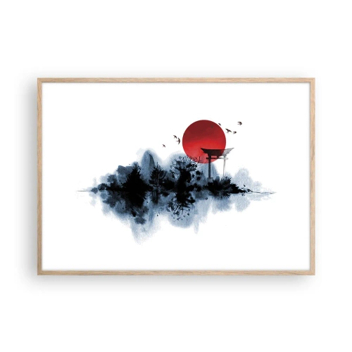 Affiche dans un chêne clair - Poster - Vue japonnaise - 100x70 cm