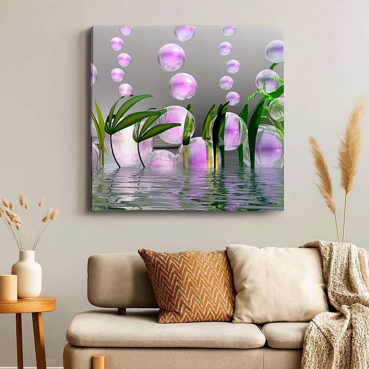 Impression sur toile - Image sur toile - Une composition réfléchissante de légèreté et de vie - 30x30 cm