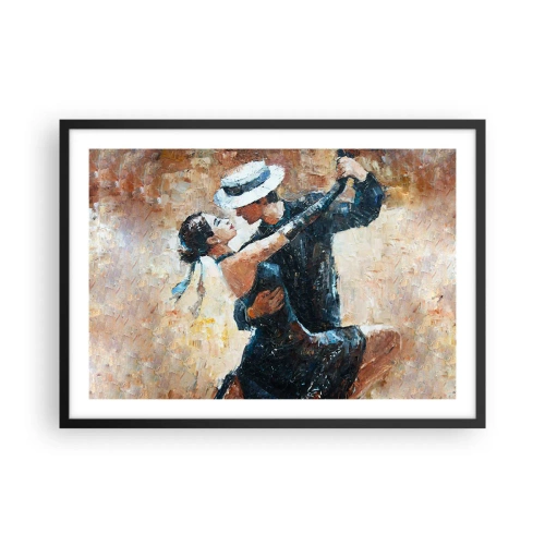 Affiche dans un cadre noir - Poster - Un couple dansant le tango dans un style romantique et élégant - 70x50cm - À la Rudolf Valentino - Décoration murale moderne pour le salon et la chambre ARTTOR