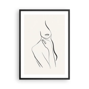 Affiche dans un cadre noir - Poster - Une ligne minimaliste d'une silhouette féminine sur un fond clair - 50x70cm - Vague de mélancolie - Décoration murale moderne pour le salon et la chambre ARTTOR