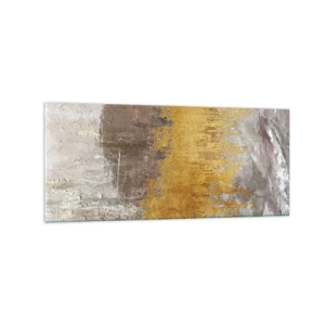 Impression sur verre - Image sur verre - Motif abstrait doré et beige - 120x50cm - Une explosion d'or - Décoration murale moderne pour le salon et la chambre ARTTOR