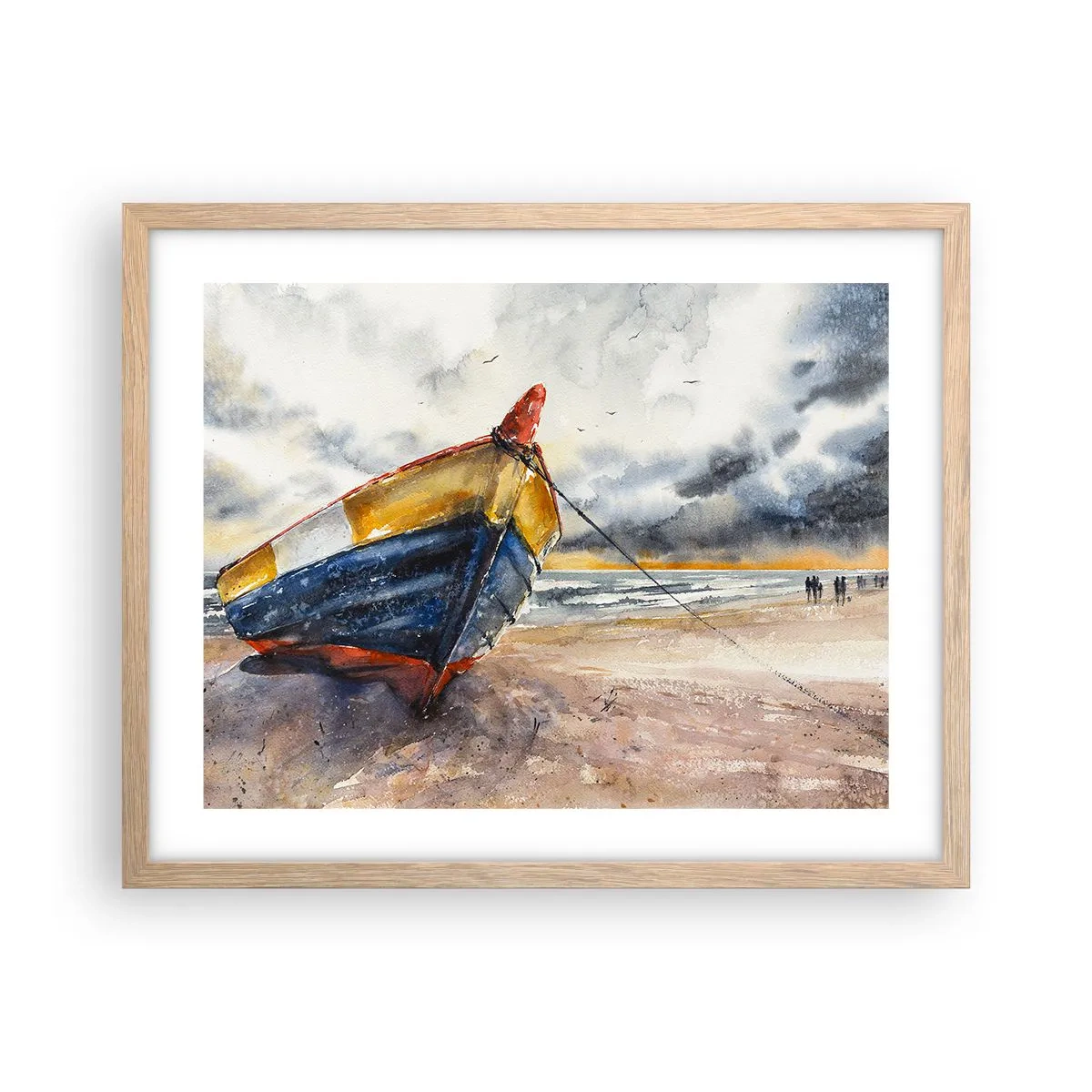 Affiche dans un chêne clair - Poster - Repos sur le rivage - 50x40 cm