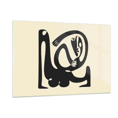 Impression sur verre - Image sur verre - Portrait abstrait dans un style rappelant Picasso - 120x80cm - Presque du Picasso - Décoration murale moderne pour le salon et la chambre ARTTOR