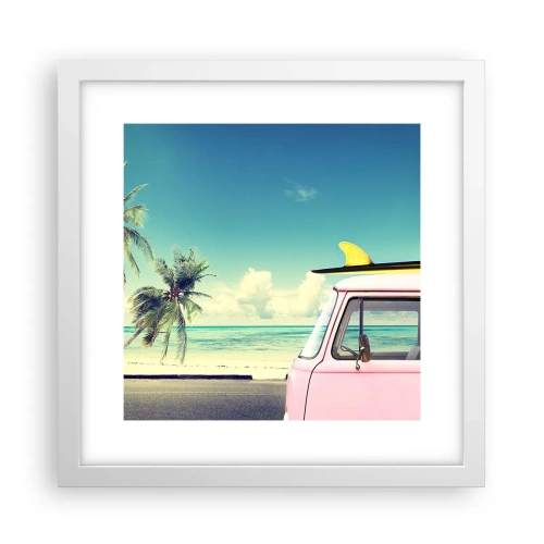 Affiche dans un cadre blanc - Poster - Il est temps de commencer les vacances - 30x30 cm