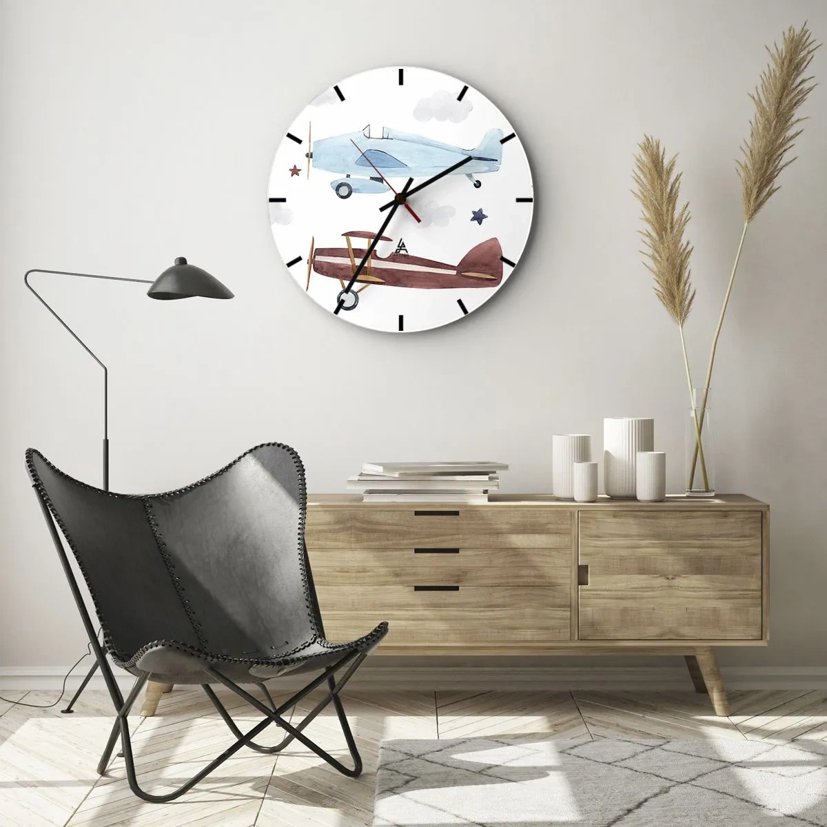 Horloge murale - Pendule murale - Monsieur le pilote, nous vous attendons ! - 40x40 cm