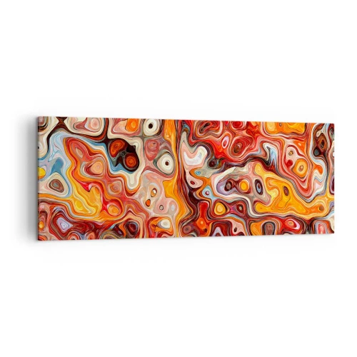 Impression sur toile - Image sur toile - Une composition abstraite dans des tons chauds de rouge, d'orange et de jaune. - 140x50cm - Si les noix fondaient dans du miel - Décoration murale moderne pour le salon et la chambre ARTTOR