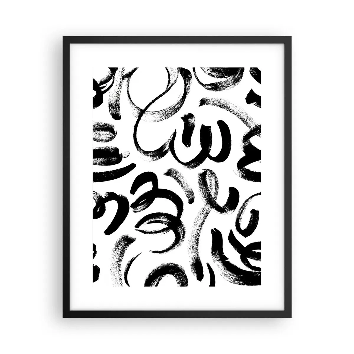 Affiche dans un cadre noir - Poster - Noir sur blanc - 40x50 cm
