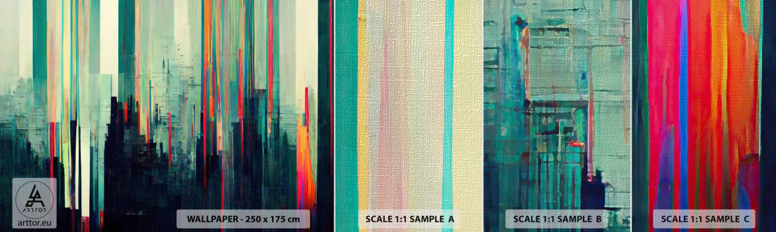 Échantillon de Papier Peint Premium Canvas - Ville futuriste - Abstraction, Technologie, Ville - 100x30 cm