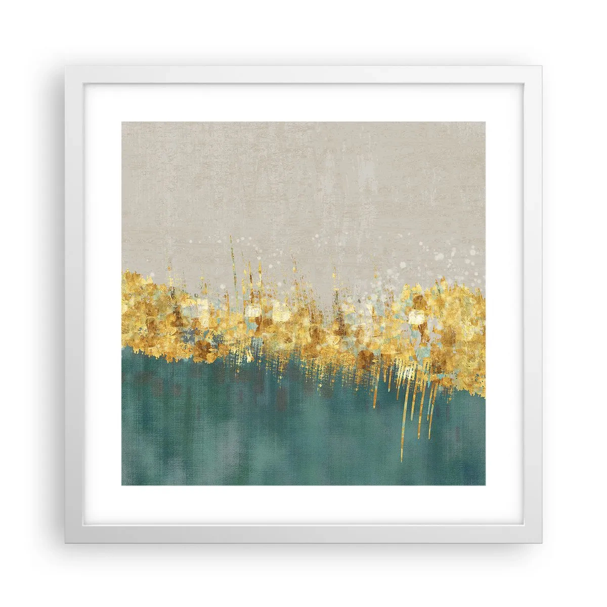 Affiche dans un cadre blanc - Poster - La frontière dorée - 40x40 cm