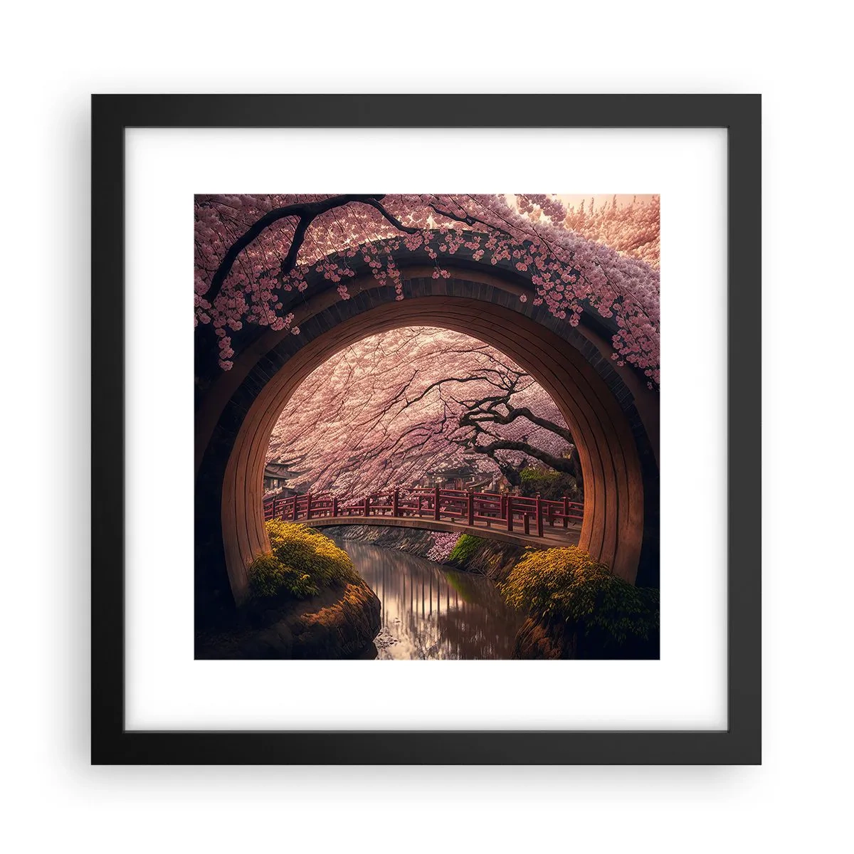 Affiche dans un cadre noir - Poster - Printemps japonais - 30x30 cm