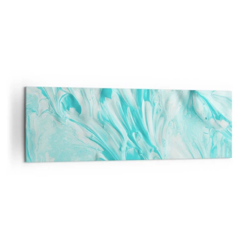 Impression sur toile - Image sur toile - Un motif abstrait dans des tons pastel de bleu et de blanc. - 160x50cm - Ensemble pour toujours - Décoration murale moderne pour le salon et la chambre ARTTOR