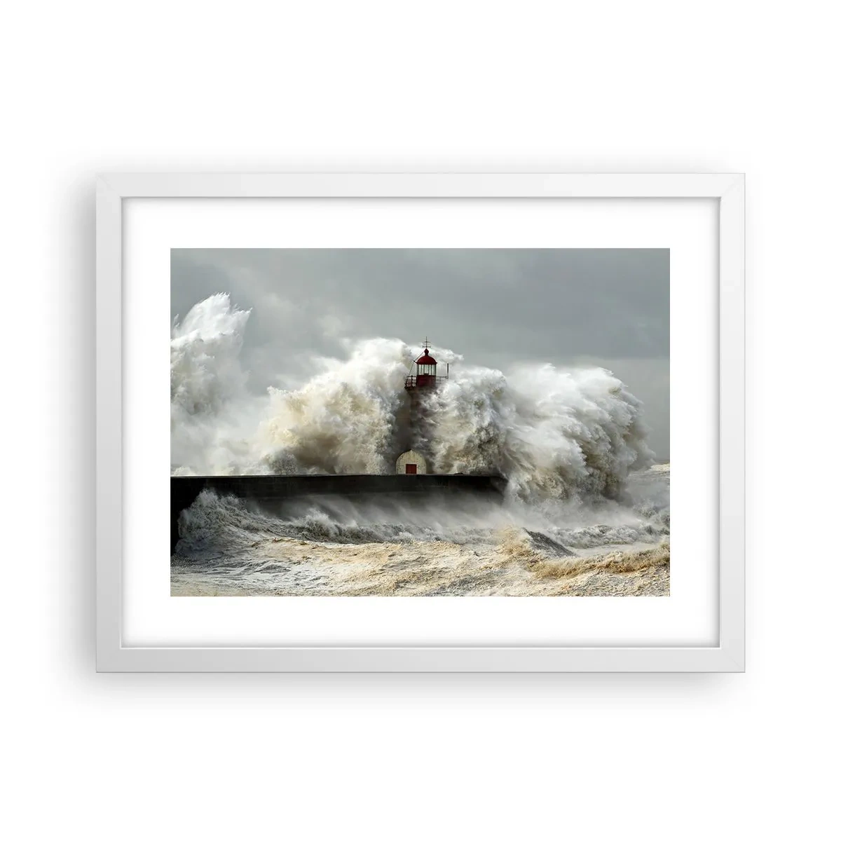 Affiche dans un cadre blanc - Poster - La colère de l'océan - 40x30 cm