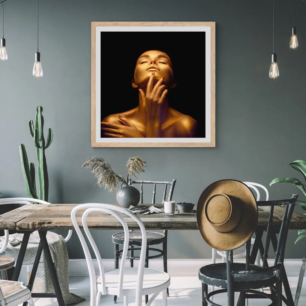 Affiche dans un chêne clair - Poster - Comme de la soie dorée - 30x30 cm