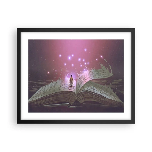Affiche dans un cadre noir - Poster - Invitation à un autre monde - lisez ! - 50x40 cm