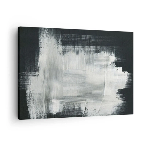 Impression sur toile - Image sur toile - Traits abstraits blancs sur fond sombre - 70x50cm - Tissé à la verticale et à l'horizontale - Décoration murale moderne pour le salon et la chambre ARTTOR