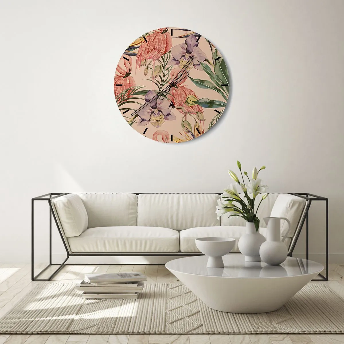 Horloge murale - Pendule murale - Ballet rose dans les fleurs - 40x40 cm