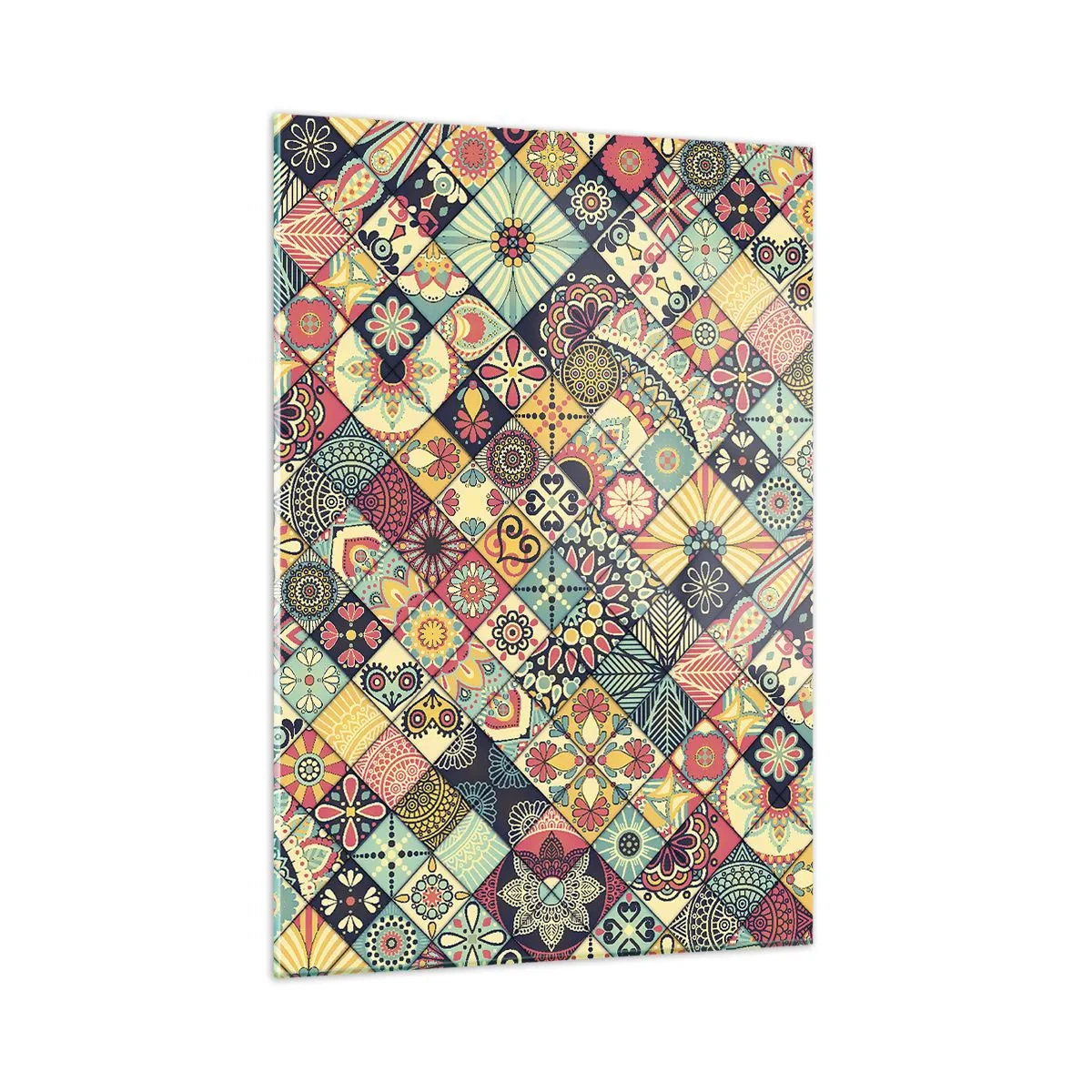 Impression sur verre - Image sur verre - Un motif coloré inspiré des carreaux marocains aux motifs géométriques - 50x70cm - Ambiance marocaine - Décoration murale moderne pour le salon et la chambre ARTTOR