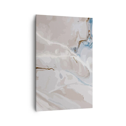 Impression sur toile - Image sur toile - Motif abstrait dans les tons de blanc et de bleu - 80x120cm - Le bleu serpente sous le blanc - Décoration murale moderne pour le salon et la chambre ARTTOR