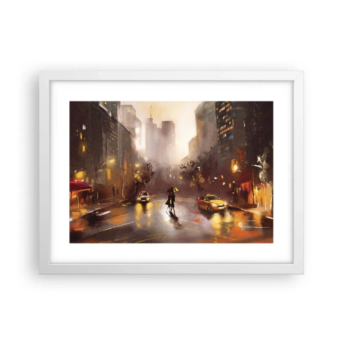 Affiche dans un cadre blanc - Poster - Dans les lumières de New-York - 40x30 cm