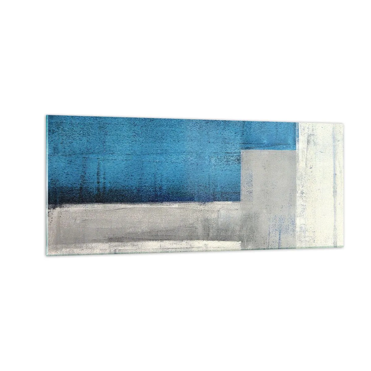 Impression sur verre - Image sur verre - Une composition poétique de gris et de bleu - 100x40 cm