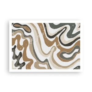 Affiche - Poster - Motifs terreux dans des tons de marron et de vert - 100x70cm - Méandres de couleurs de la terre - Décoration murale moderne pour le salon et la chambre ARTTOR