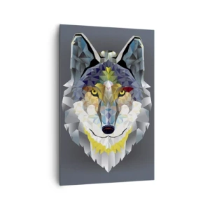 Impression sur toile - Image sur toile - Image géométrique d'un loup sur fond gris - 80x120cm - On parle du loup - Décoration murale moderne pour le salon et la chambre ARTTOR