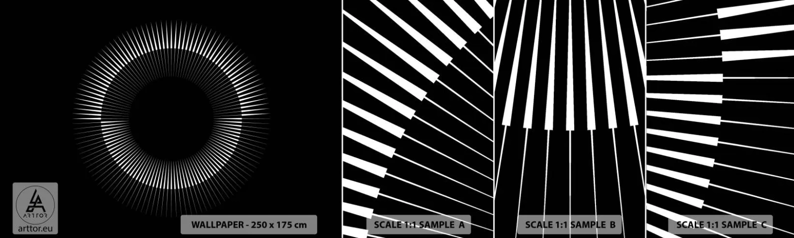 Échantillon de Papier Peint Autocollant Deluxe Sticker - Soleil noir - Sombre, Soleil, Roue - 100x30 cm