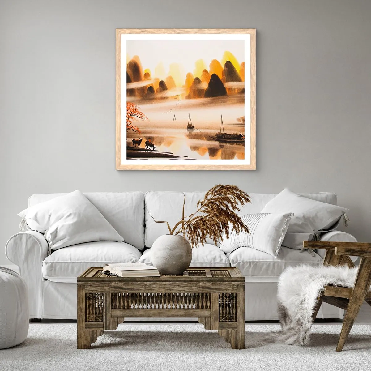 Affiche dans un chêne clair - Poster - Plus loin que l'Extrême-Orient - 30x30 cm