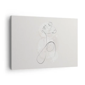 Impression sur toile - Image sur toile - Contour du visage minimaliste avec une fleur sur fond clair - 70x50cm - Spirale de beauté - Décoration murale moderne pour le salon et la chambre ARTTOR