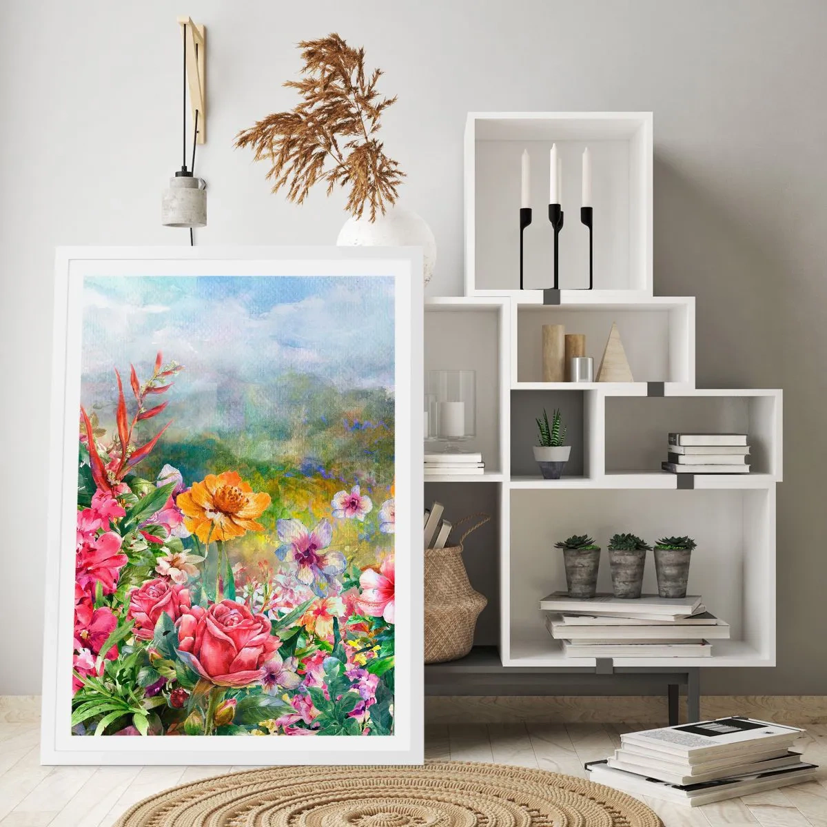 Affiche dans un cadre blanc - Poster - Un jardin devenu fou - 61x91 cm