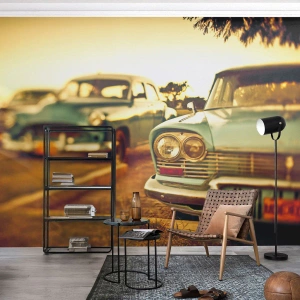 Papier Peint Autocollant Deluxe Sticker - Nous attendrons et verrons - Voiture, Cuba, Automobile - 100x70 cm