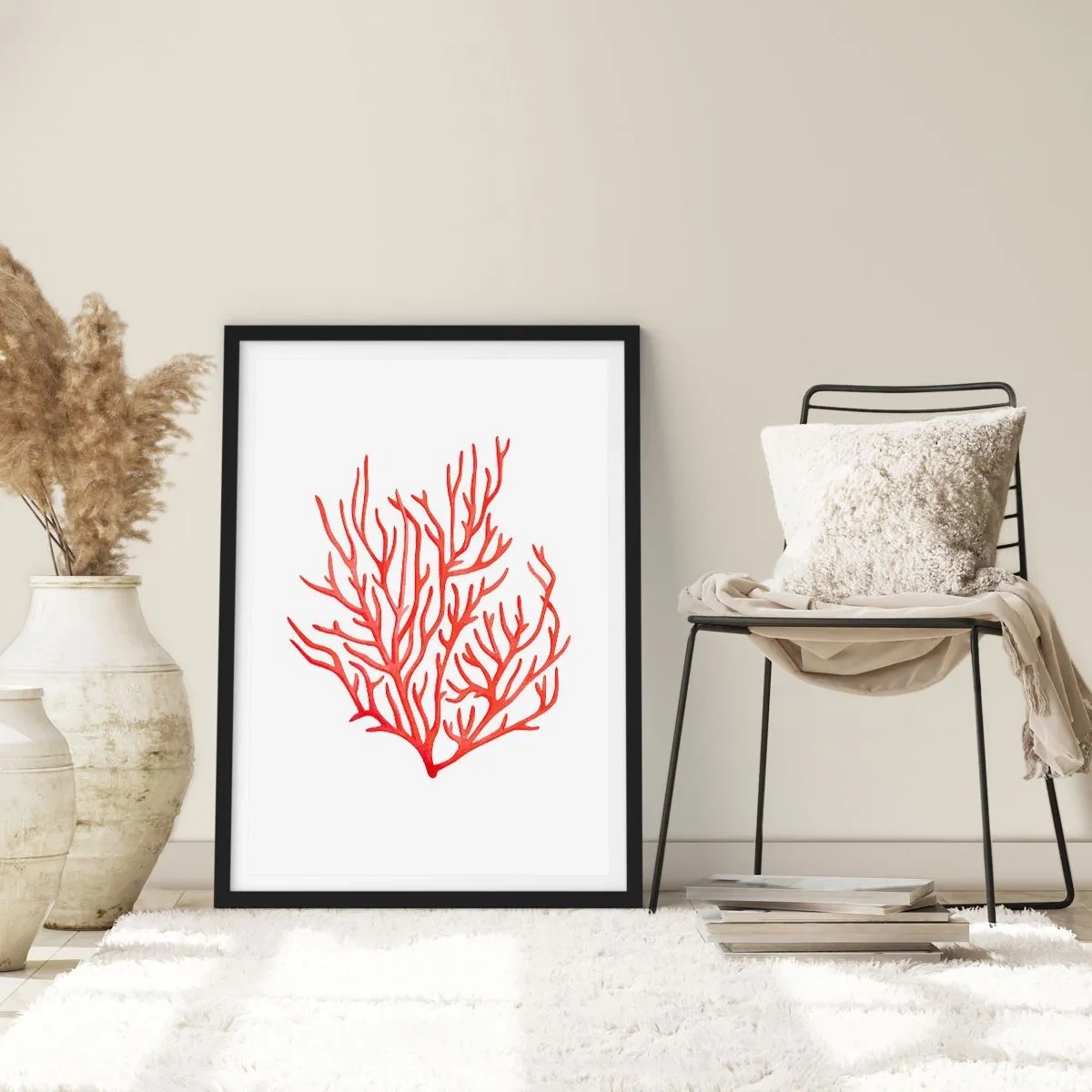 Affiche dans un cadre noir - Poster - Filigrane de corail - 40x50 cm