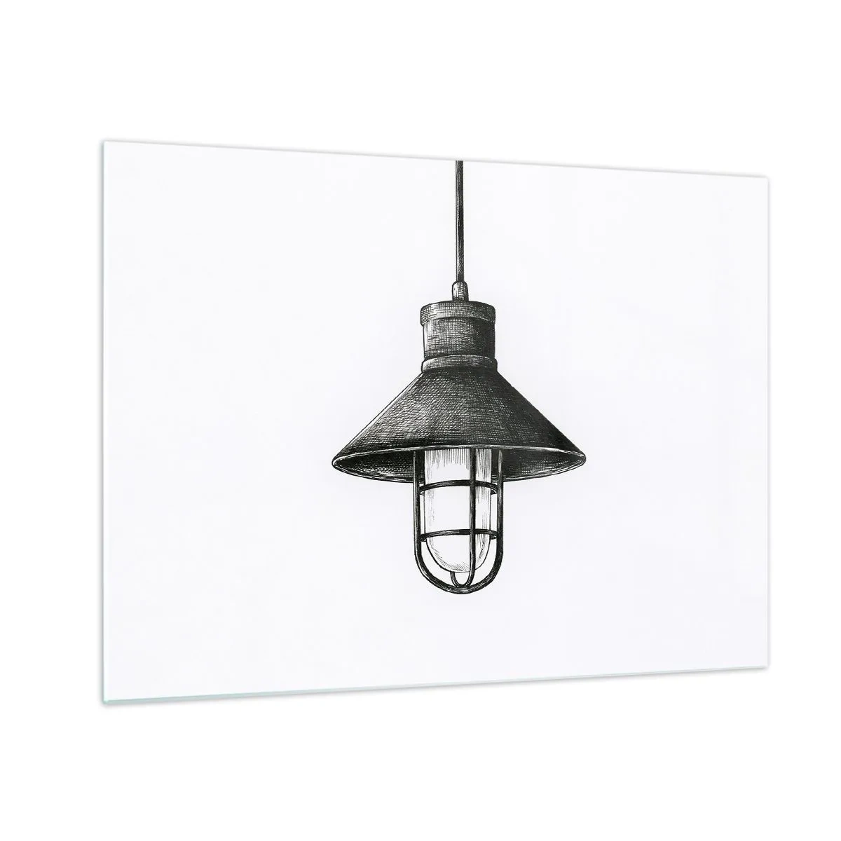 Impression sur verre - Image sur verre - Lampe à suspension noire de style industriel - 70x50cm - Comme il y a des années… - Décoration murale moderne pour le salon et la chambre ARTTOR