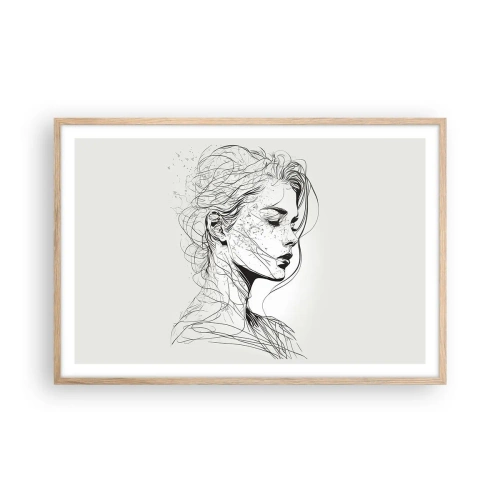 Affiche dans un chêne clair - Poster - Portrait en pensée - 91x61 cm