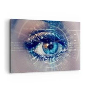 Impression sur toile - Image sur toile - Un œil technologique avec une interface futuriste - 120x80cm - Tu penses que tu me connais - Décoration murale moderne pour le salon et la chambre ARTTOR