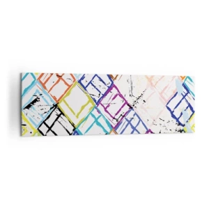 Impression sur toile - Image sur toile - Abstraction colorée avec des formes géométriques sur fond blanc - 160x50cm - Cellules à louer - Décoration murale moderne pour le salon et la chambre ARTTOR