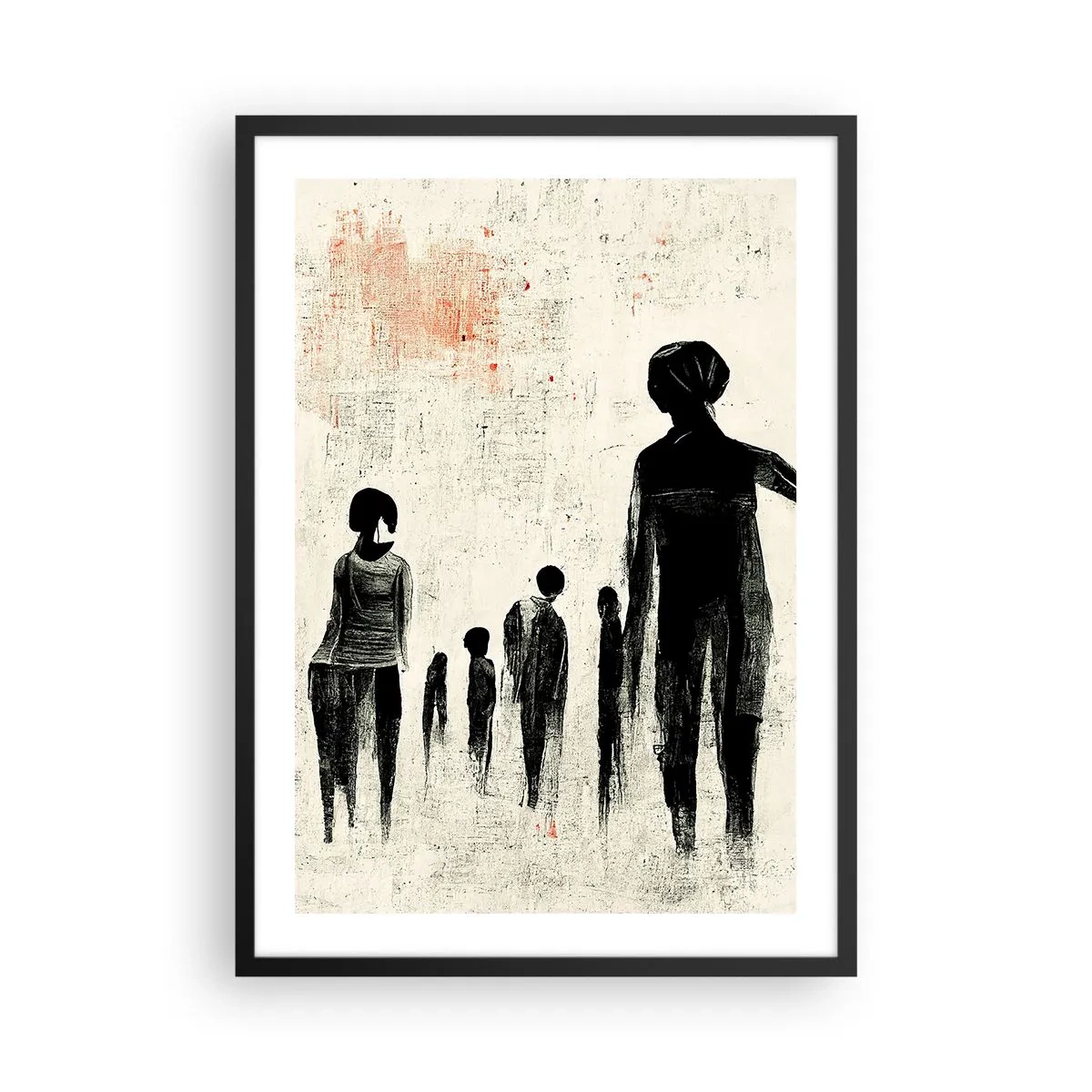 Affiche dans un cadre noir - Poster - Illustration abstraite d'une figure en couleurs monochromes - 50x70cm - Contre la solitude - Décoration murale moderne pour le salon et la chambre ARTTOR