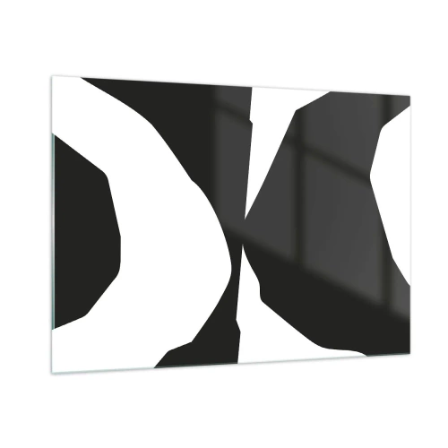 Impression sur verre - Image sur verre - Composition graphique en noir et blanc dans un style contrasté positif-négatif - 100x70cm - Positif négatif - Décoration murale moderne pour le salon et la chambre ARTTOR
