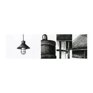 Échantillon de Papier Peint Autocollant Deluxe Sticker - Comme il y a des années… - Lampe, Dessin, Crayon - 100x30 cm