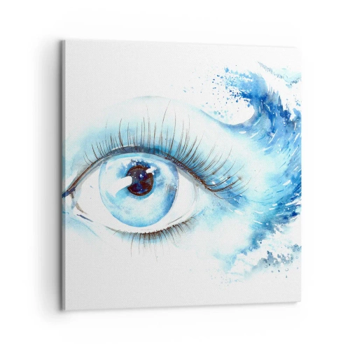Impression sur toile - Image sur toile - Plongez-vous dans le bleu du regard - 60x60 cm