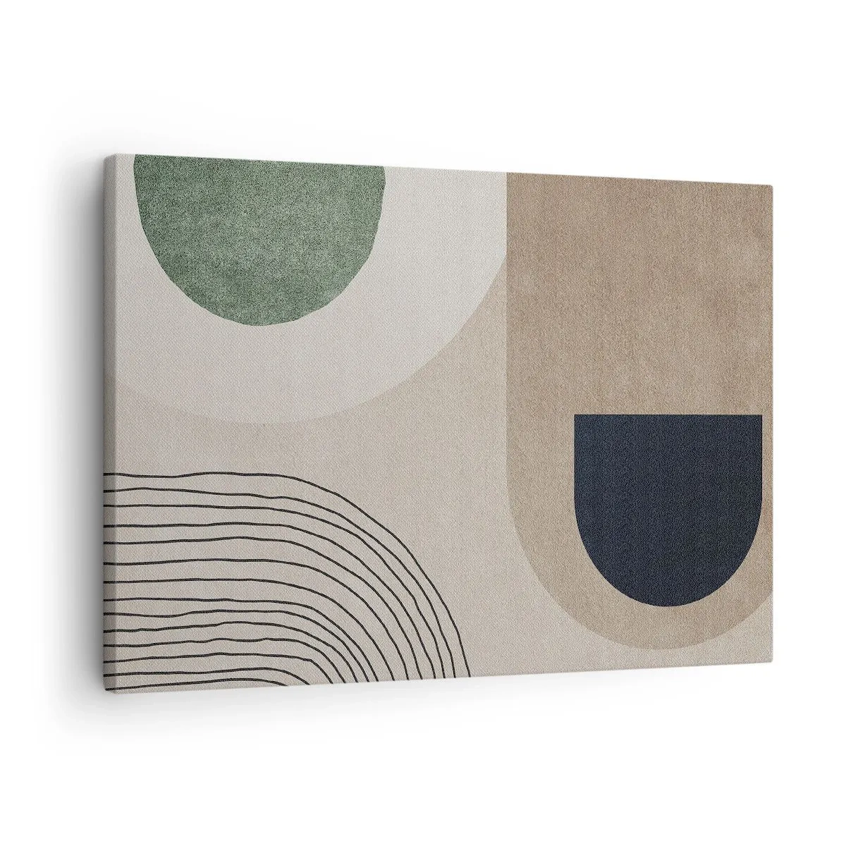 Impression sur toile - Image sur toile - Formes géométriques dans les tons beige et vert - 70x50cm - La douceur de l'ovale - Décoration murale moderne pour le salon et la chambre ARTTOR