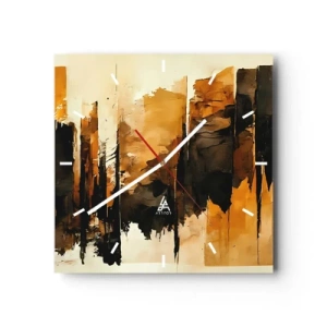 Horloge murale - Pendule murale - Rayures abstraites dorées et noires dans une composition artistique - 30x30cm - Harmonie de noir et d'or - Décoration murale moderne pour le salon et la chambre ARTTOR