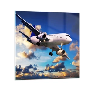 Impression sur verre - Image sur verre - Un voyage en blanc et bleu ciel - 70x70 cm