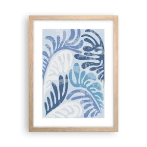 Affiche dans un chêne clair - Poster - Fougères bleues - 30x40 cm