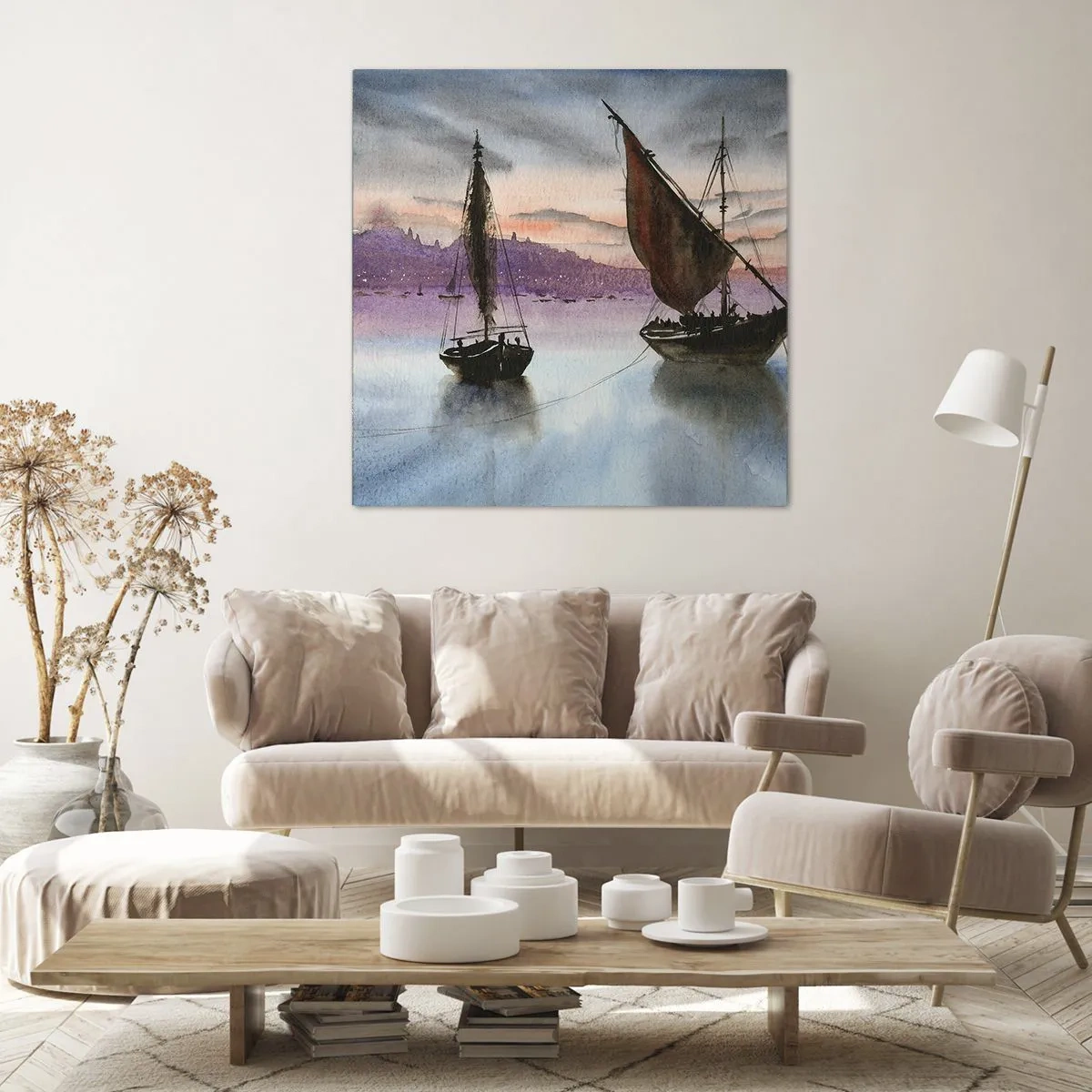 Impression sur toile - Image sur toile - Soirée au port - 40x40 cm