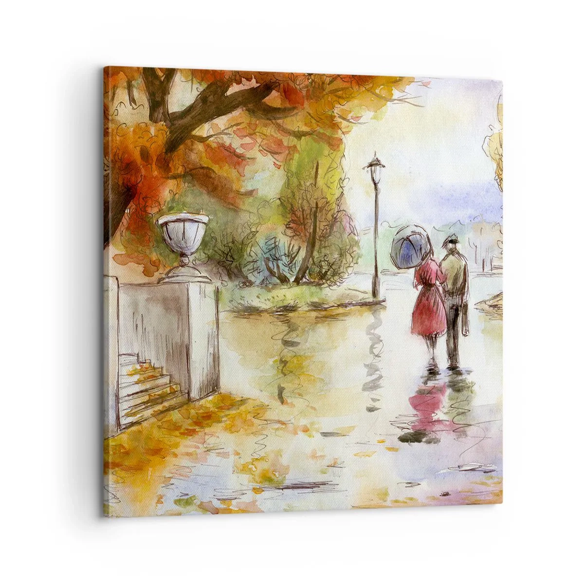 Impression sur toile - Image sur toile - Automne romantique dans le parc - 60x60 cm