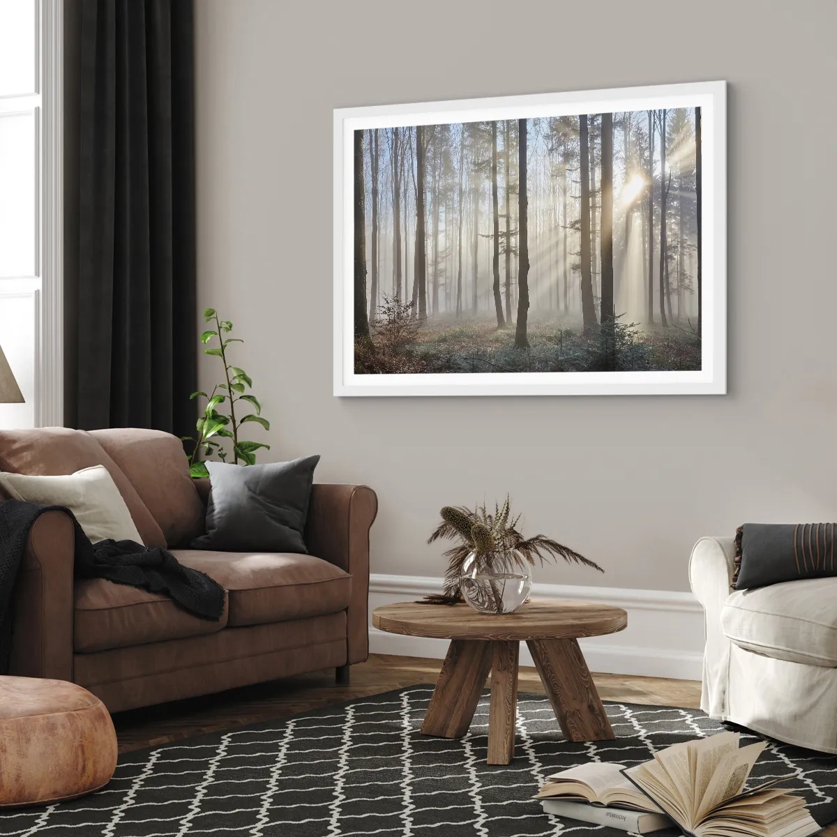 Affiche dans un cadre blanc - Poster - Le brouillard s'est aussi réveillé - 40x30 cm