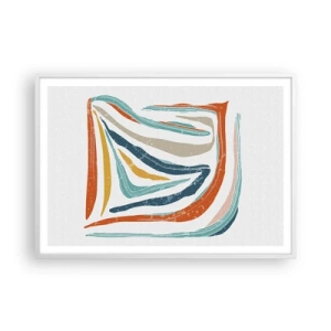 Affiche dans un cadre blanc - Poster - Abstraction avec un sourire amical - 100x70 cm